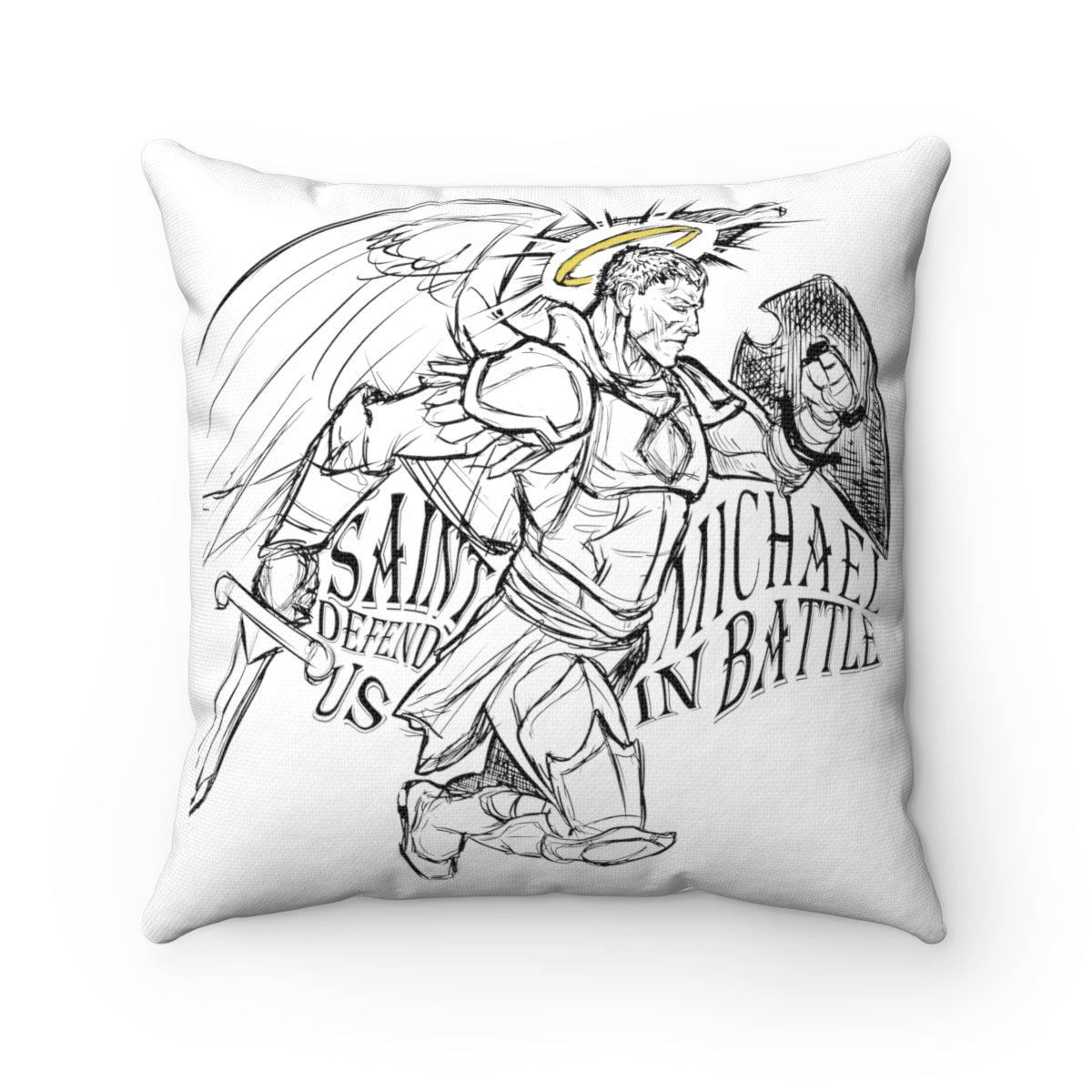 St. Michael the Archangel Throw Pillow white