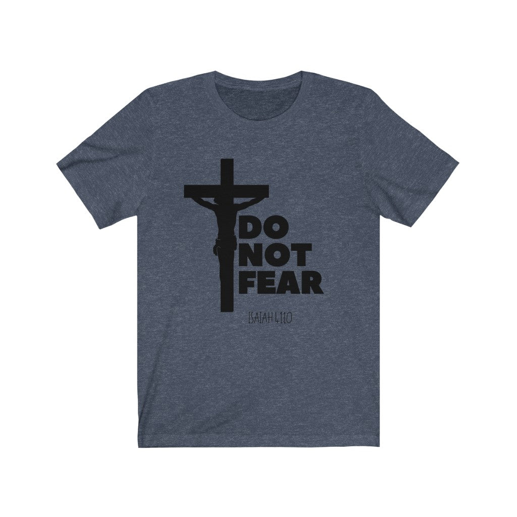 Do Not Fear T-shirt with Crucifix-Heather Navy